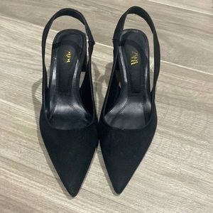 Zara Black Slingback Heels